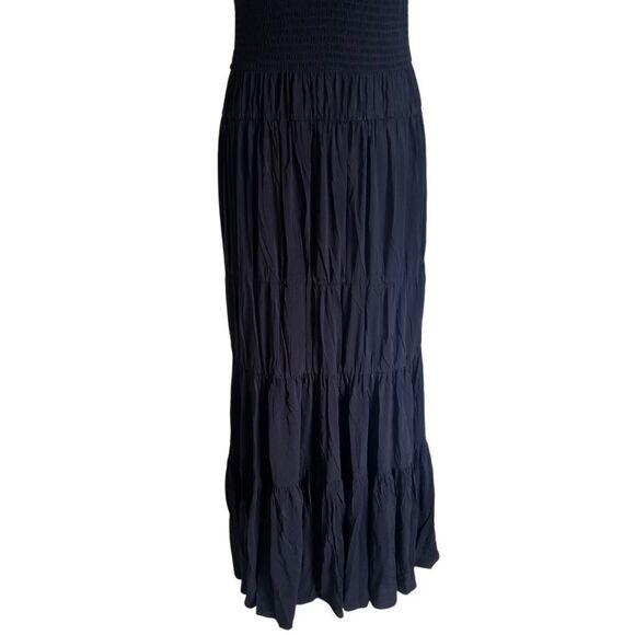 La Ligne Mary Alice Smocked Tank Jersey Midi Dress Black Large NEW MSRP $495 - Picture 9 of 11
